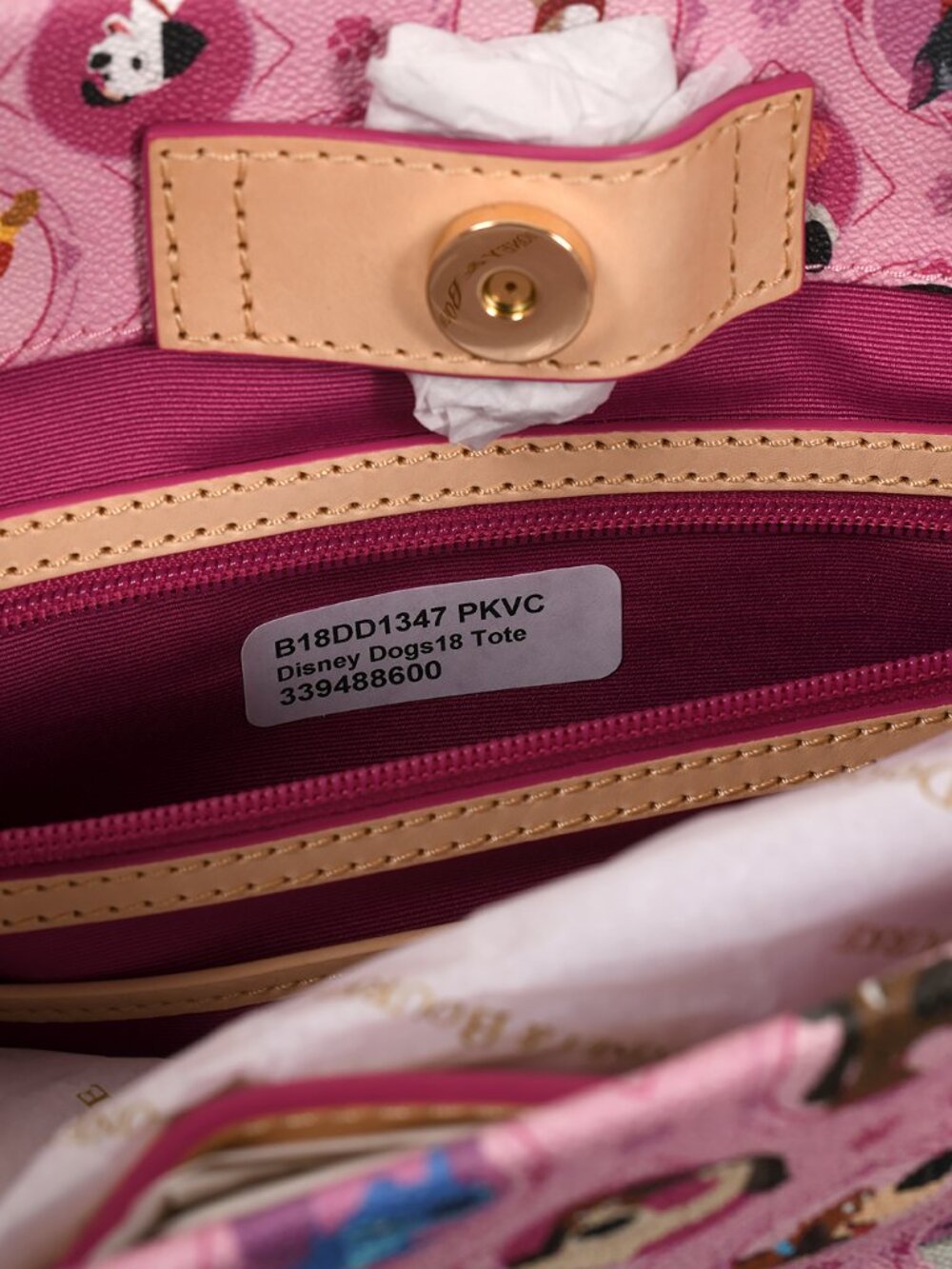 Dooney & Bourke Disney Dogs 18 Tote Pink NWT Shoulder Bag Leather Trim Rare - Picture 7 of 8